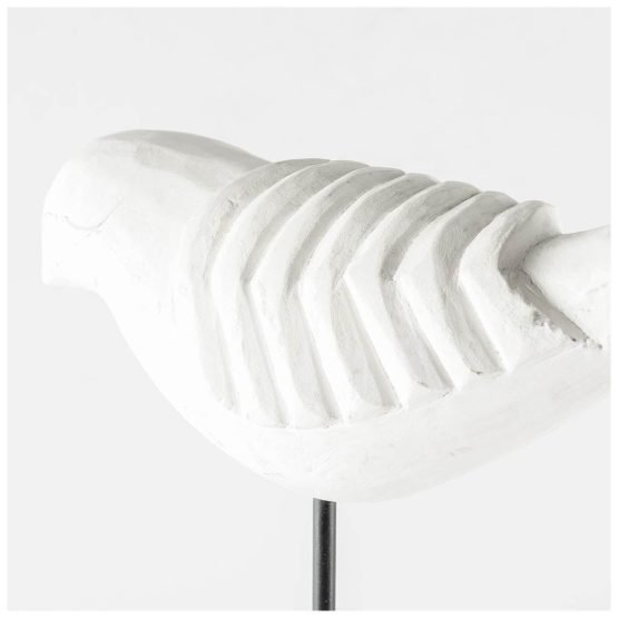 Alouette I (Large) 10L x 4W White Wooden Carved Bird - Image 2