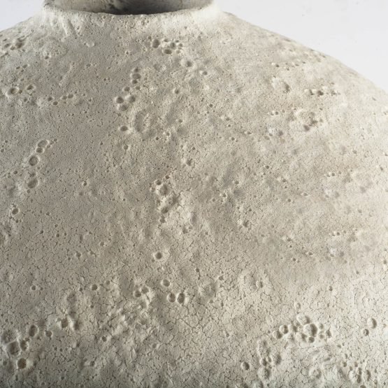 Karakum I Short White Textured Ceramic Vase - Image 2