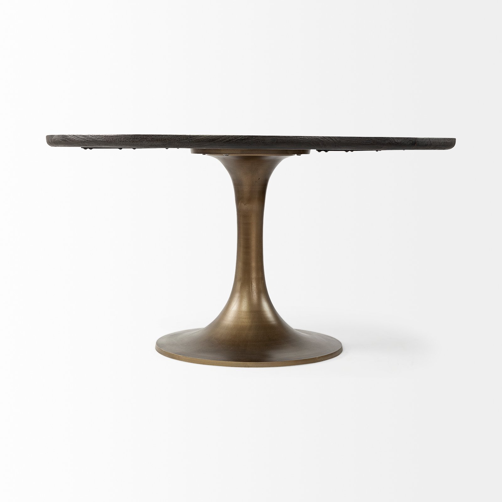 McLeod II 54 L x 54 W x 28.75 H Round Brown Solid Wood Top Gold Metal Base Dining Table - Image 2
