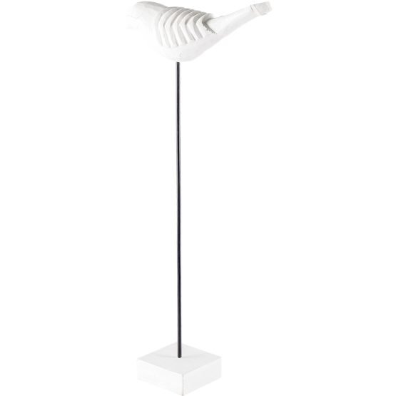 Alouette I (Large) 10L x 4W White Wooden Carved Bird