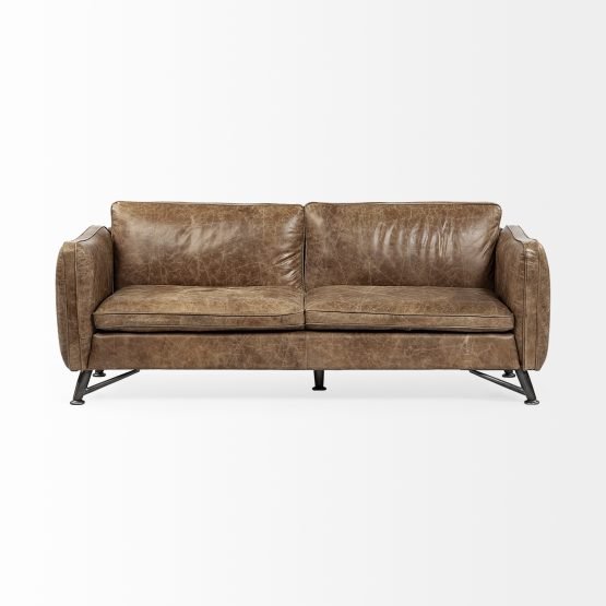Cobain I 84" Brown Leather Two Seater Sofa - Image 2