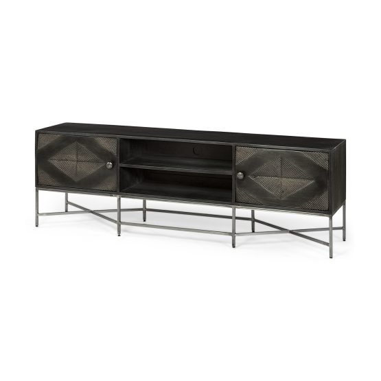 Hogarth I Dark Brown Solid Wood TV Stand Media Console with Storage TV up to 81" - Image 2