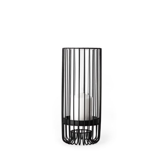 Velo I Small Black Metal Cylindrical Table Candle Holder