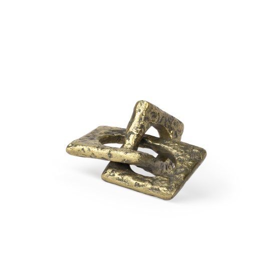 Delaunay II (Small) 5L x 6W Gold Hammered Metal Interlinked Patterned