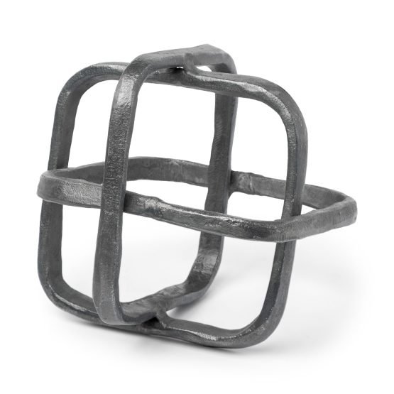 Willem II 9L x 9W Silver Metal Open Cube Decor Object