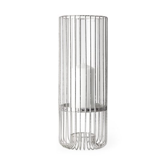 Velo II Large Silver Metal Cylindrical Table Candle Holder