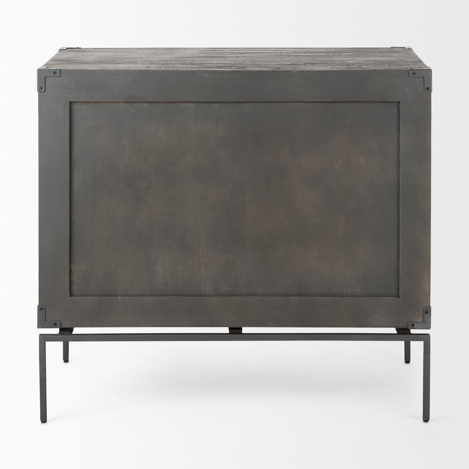 Ward 34L x 18W Brown Wood and Iron 3 Drawer Accent Cabinet - Image 4