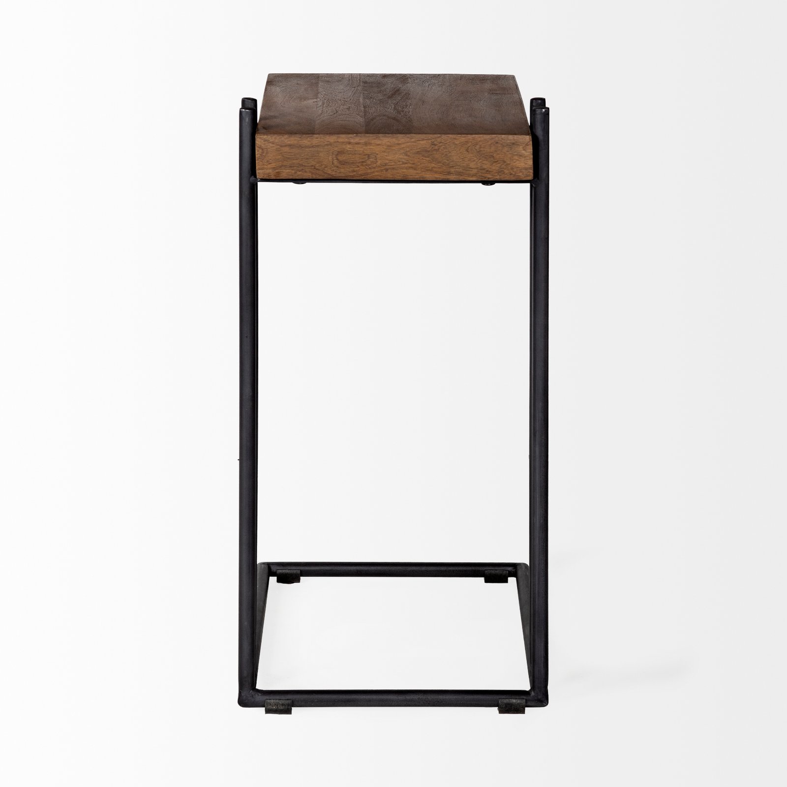 Maddox 16L x 13.5W x 27H Medium Brown Wood w/ Black Metal C-shaped End/Side Table - Image 4