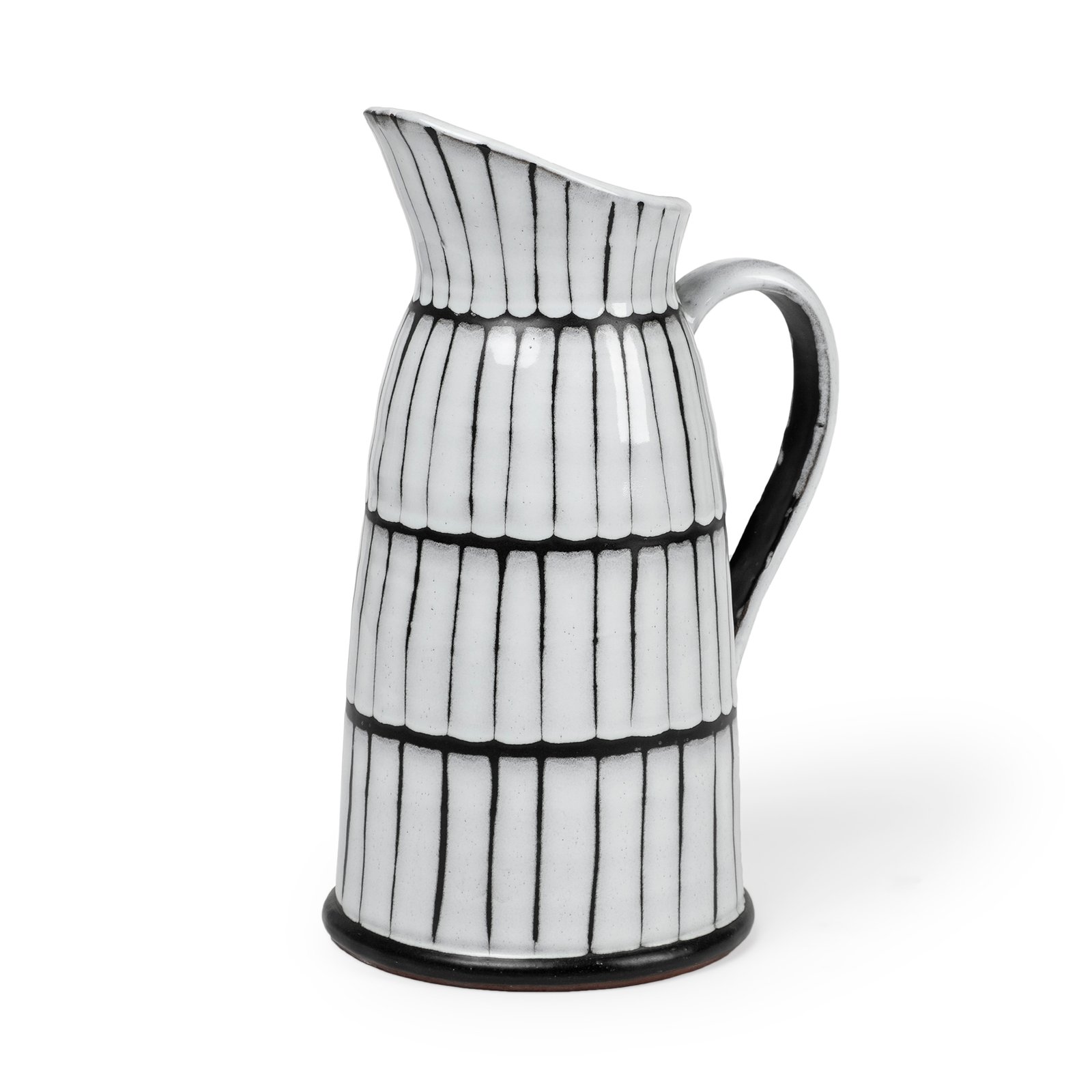 Lome Large White/Black Patterned Ceramic Water Pitcher
