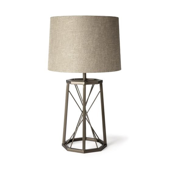 Raen (28.5"H) Gray Metal Octagonal Base w/Beige Shade Table Lamp