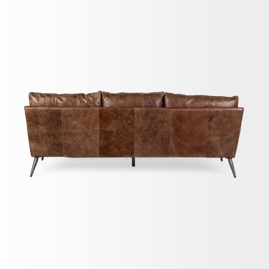Cochrane II 82L x 33W x 32.25H Brown Leather Three Seater Sofa - Image 4