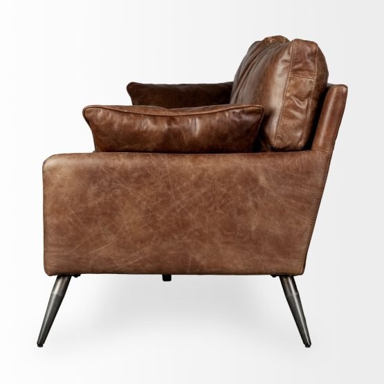 Cochrane II 82L x 33W x 32.25H Brown Leather Three Seater Sofa - Image 3