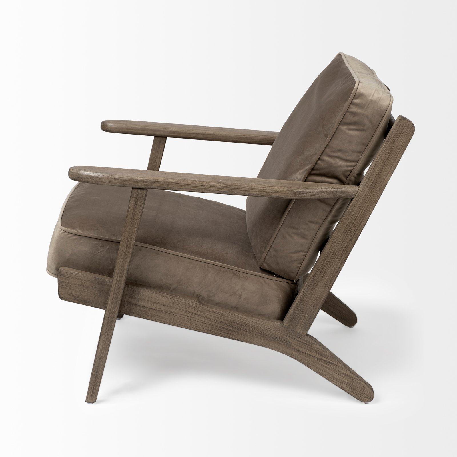 Olympus II Brown Velvet Covered Wooden Frame Accent Chair - Image 3
