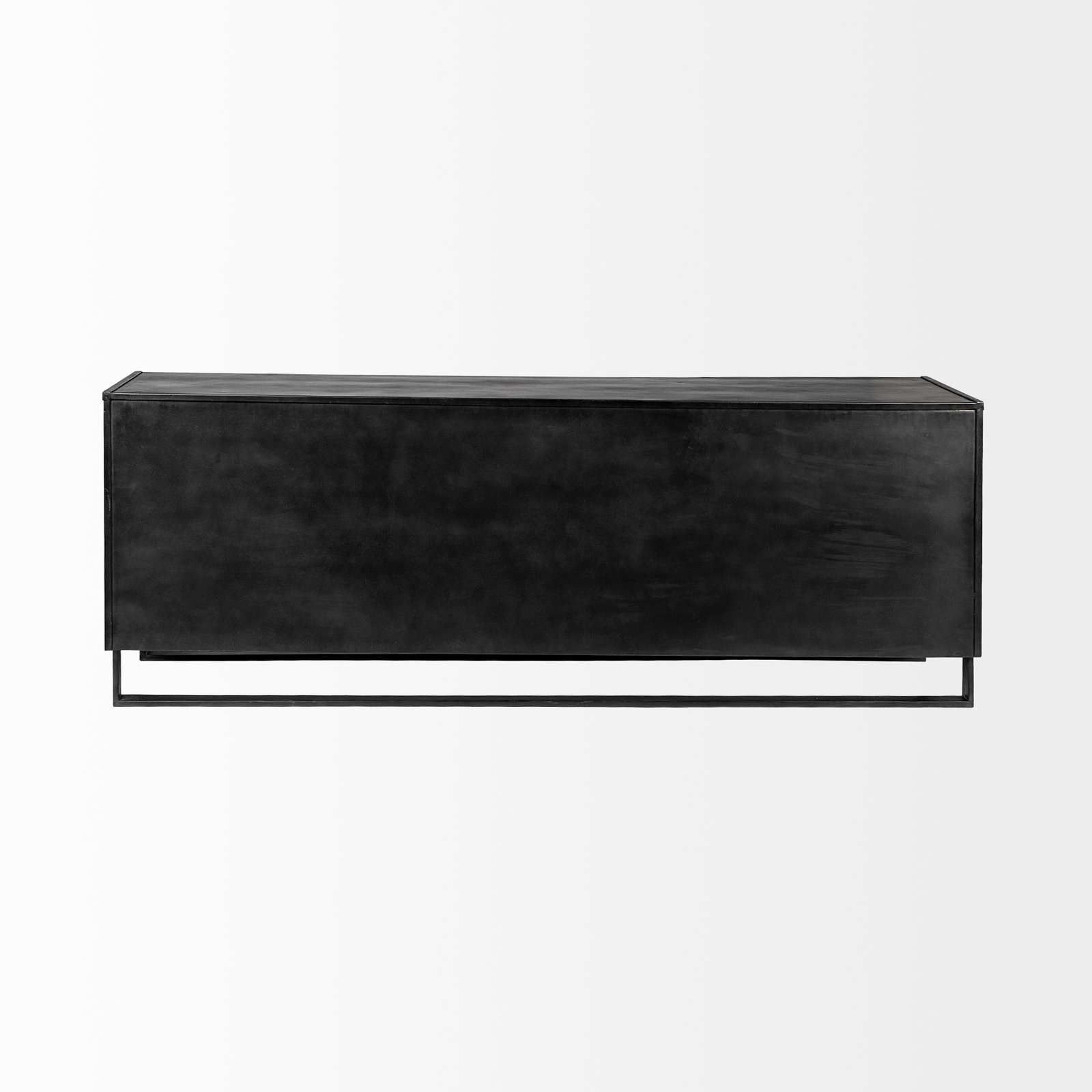 Alvin 82x20 Brown Solid Wood With Black Metal Frame 3 Drawer 2 Cabinet Door Sideboard - Image 4