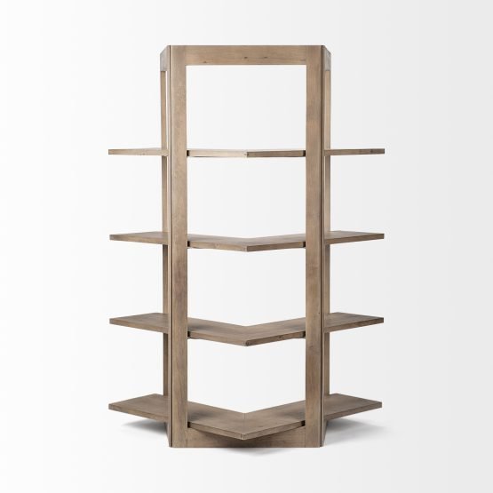 Turnbull I 57L x 35W x 72H Light Brown Wood Four Shelf Corner Shelving Unit - Image 4