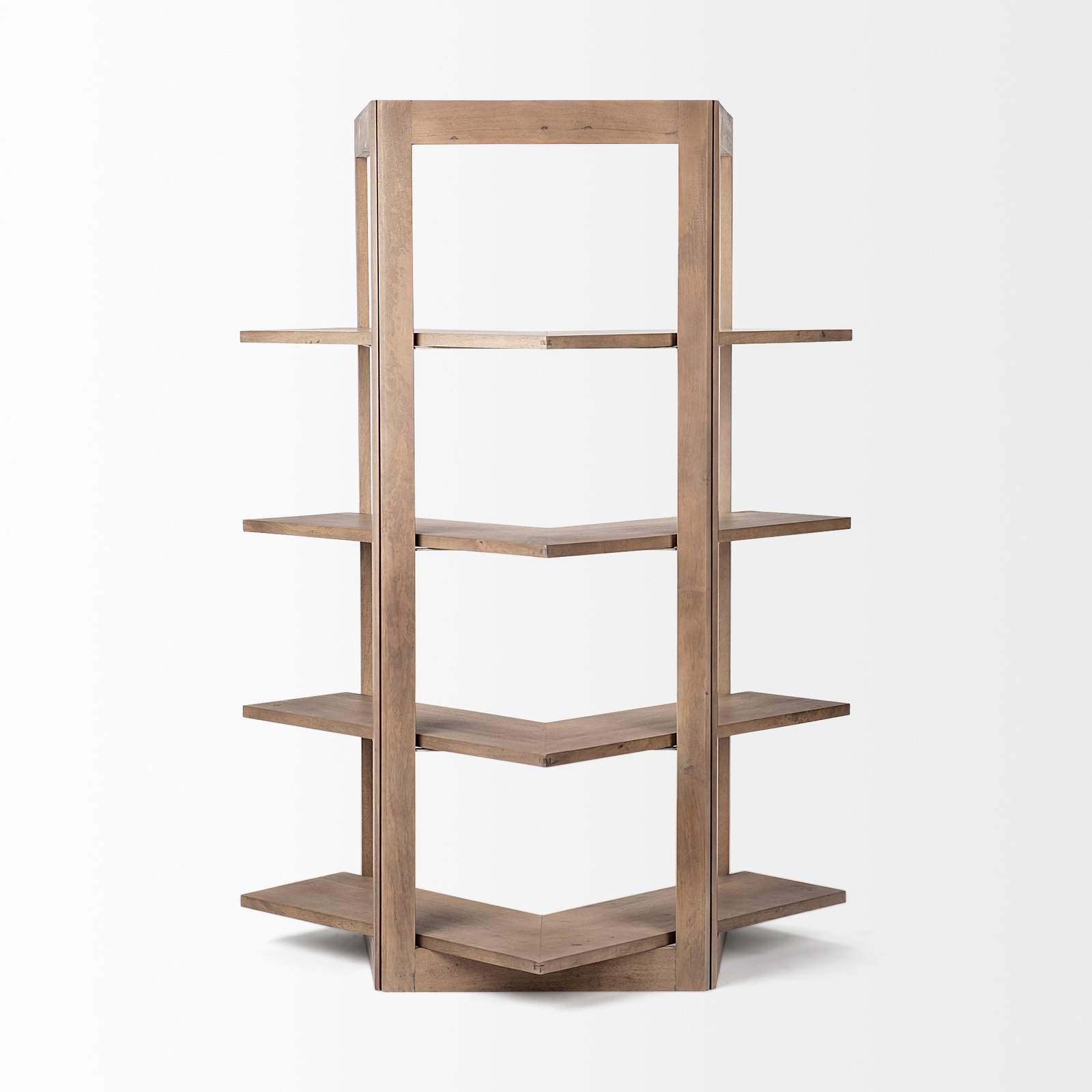 Turnbull I 57L x 35W x 72H Light Brown Wood Four Shelf Corner Shelving Unit - Image 4
