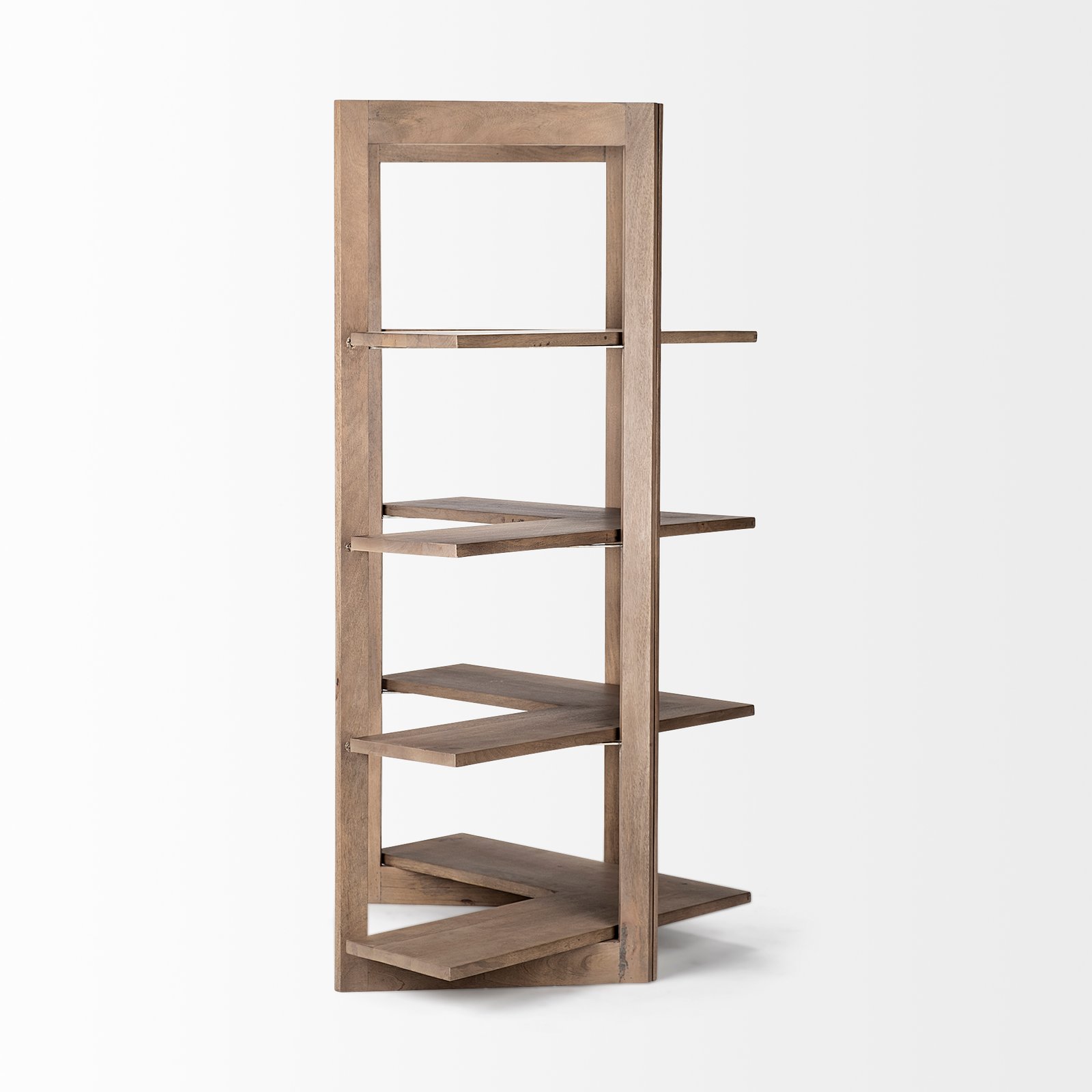 Turnbull I 57L x 35W x 72H Light Brown Wood Four Shelf Corner Shelving Unit - Image 3