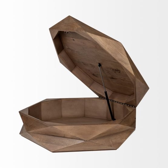 Arreto 48x48 Hexagonal Hinged Solid Wood Top and Base Coffee Table - Image 3