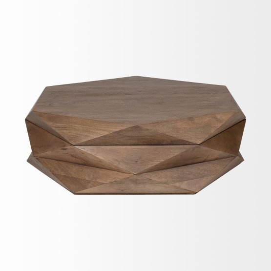 Arreto 48x48 Hexagonal Hinged Solid Wood Top and Base Coffee Table - Image 2
