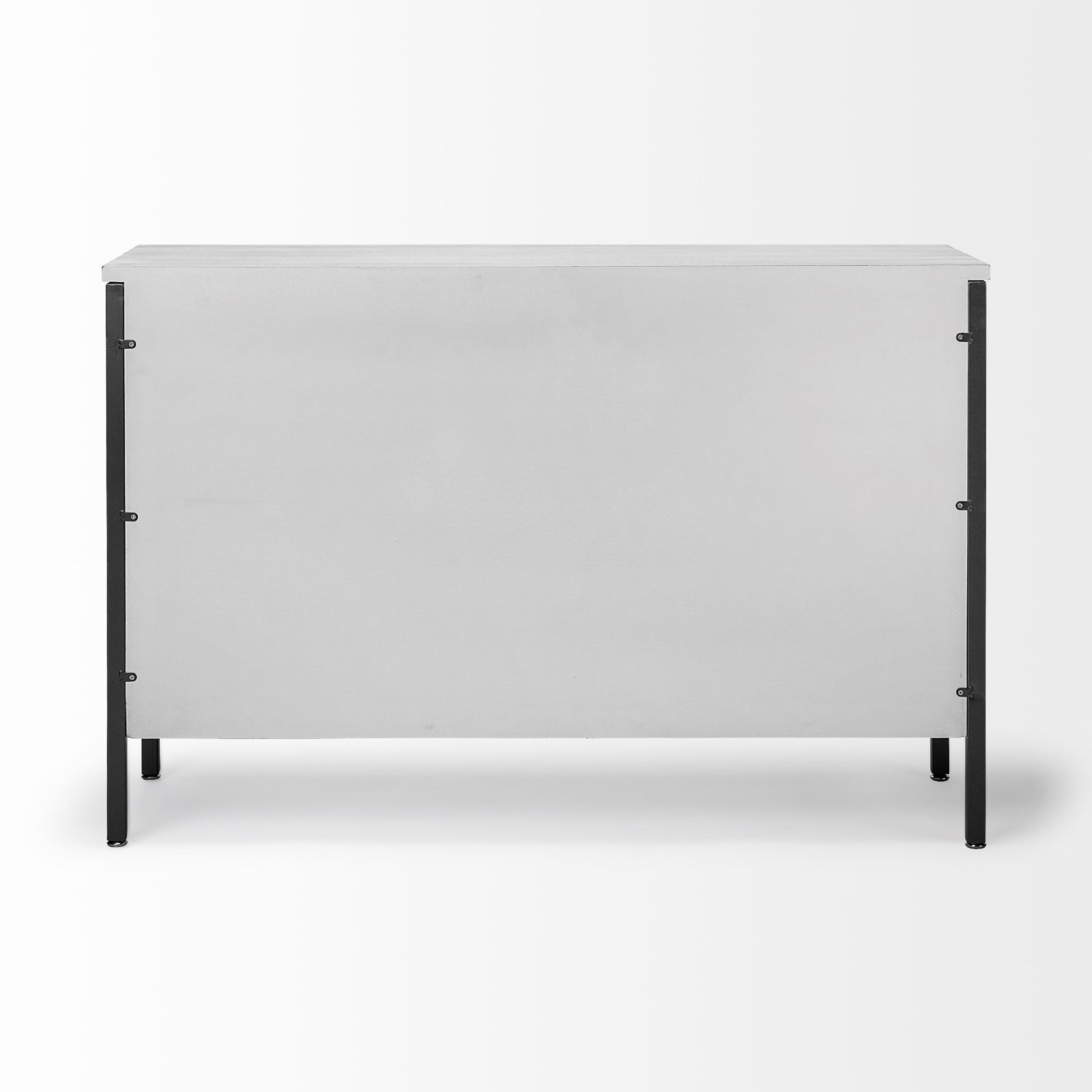 Savannah White Fir Veneer & Gray Metal 3-Door Accent Cabinet - Image 4