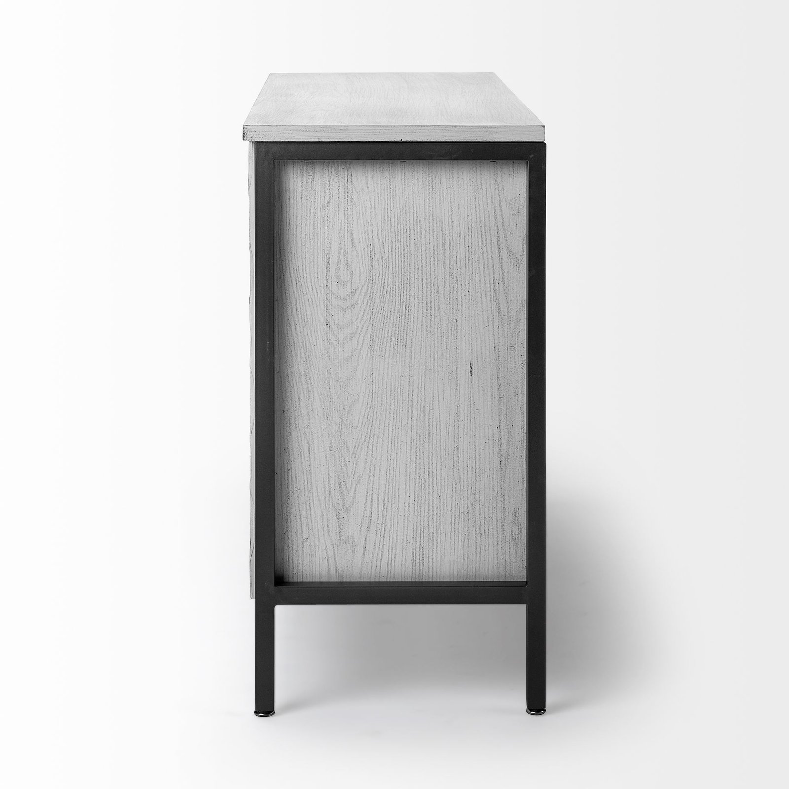 Savannah White Fir Veneer & Gray Metal 3-Door Accent Cabinet - Image 3