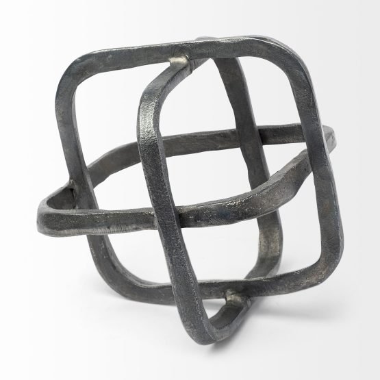 Willem II 9L x 9W Silver Metal Open Cube Decor Object - Image 3