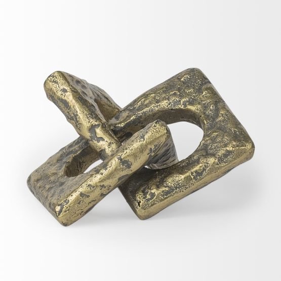 Delaunay II (Small) 5L x 6W Gold Hammered Metal Interlinked Patterned - Image 2