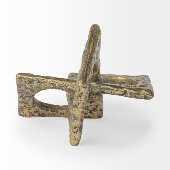 Delaunay I (Large) 10L X9W Gold Hammered Metal Interlinked Patterned - Image 3