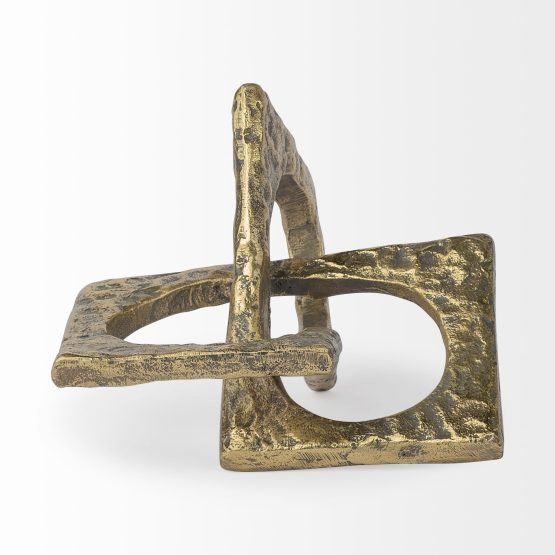 Delaunay I (Large) 10L X9W Gold Hammered Metal Interlinked Patterned - Image 2