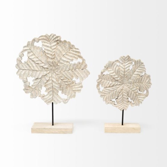 Kamara I (Small) 12L x 4W White Washed Wood W/Antiqued Silver Botanical Decorative Object - Image 2
