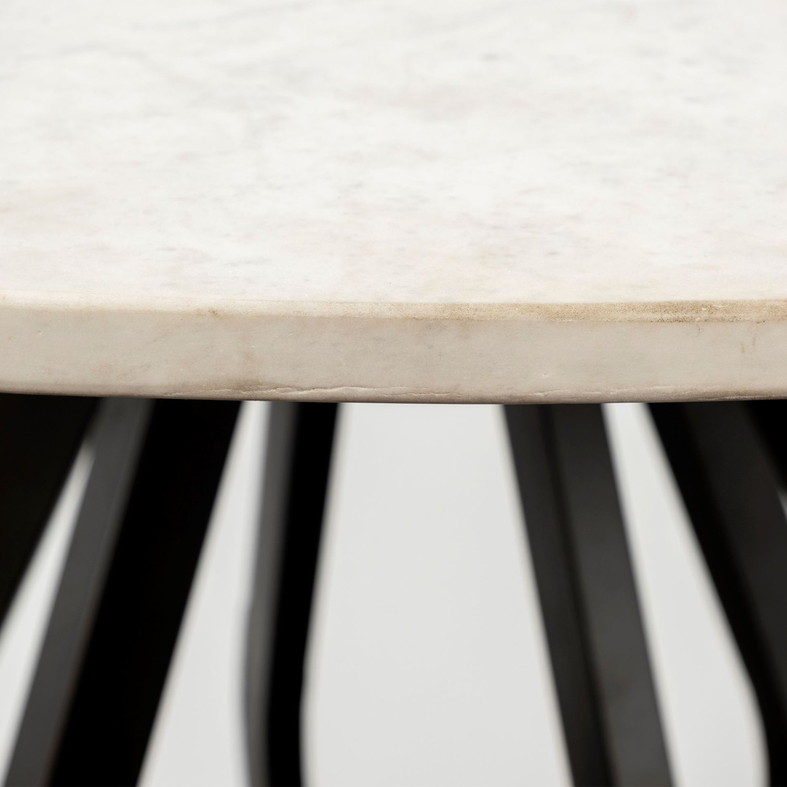 Laurent 48" Round White Marble Top Black Base Dining Table - Image 3