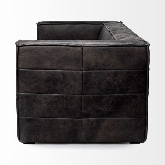 Stinson II 91" Black Leather Three Seater Sofa - Image 3