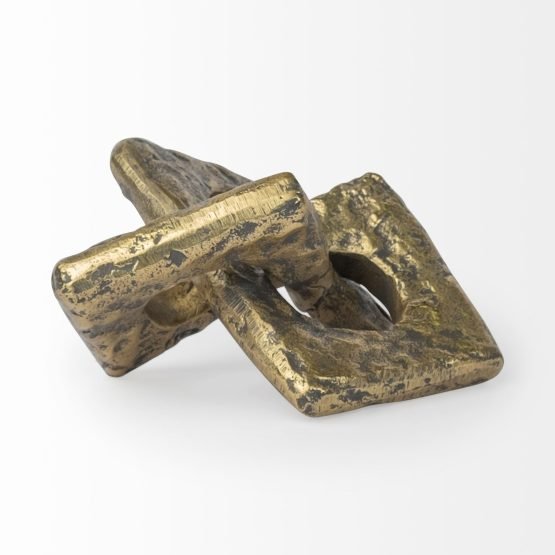 Delaunay II (Small) 5L x 6W Gold Hammered Metal Interlinked Patterned - Image 3