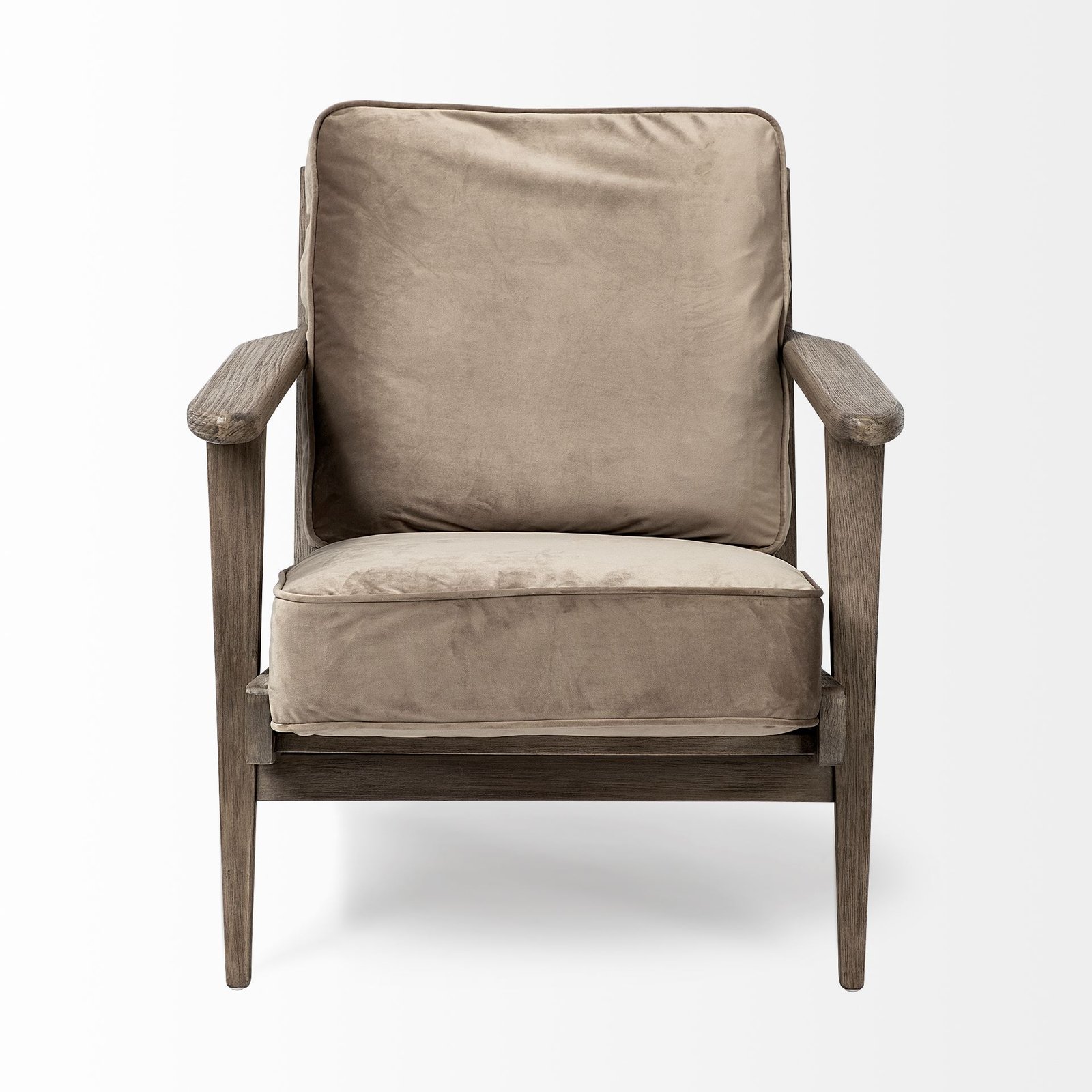Olympus II Brown Velvet Covered Wooden Frame Accent Chair - Image 2