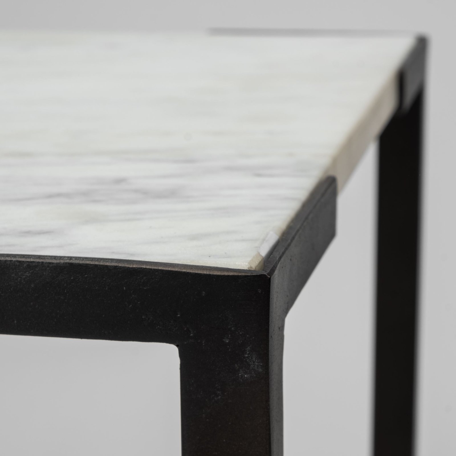 Lucas III (Set of 2) 15L x 15W; 12L x 12W White Marble W/Black Iron Frame Accent Tables - Image 3