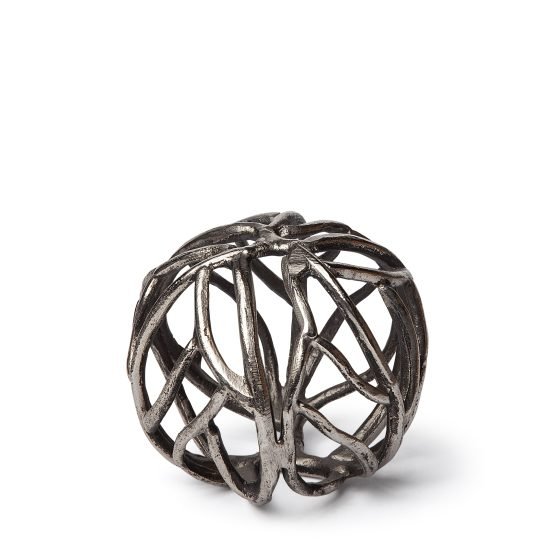 Sphaira I Small 5L x 5W Silver Cast Aluminum Decorative Tree Branch Orb