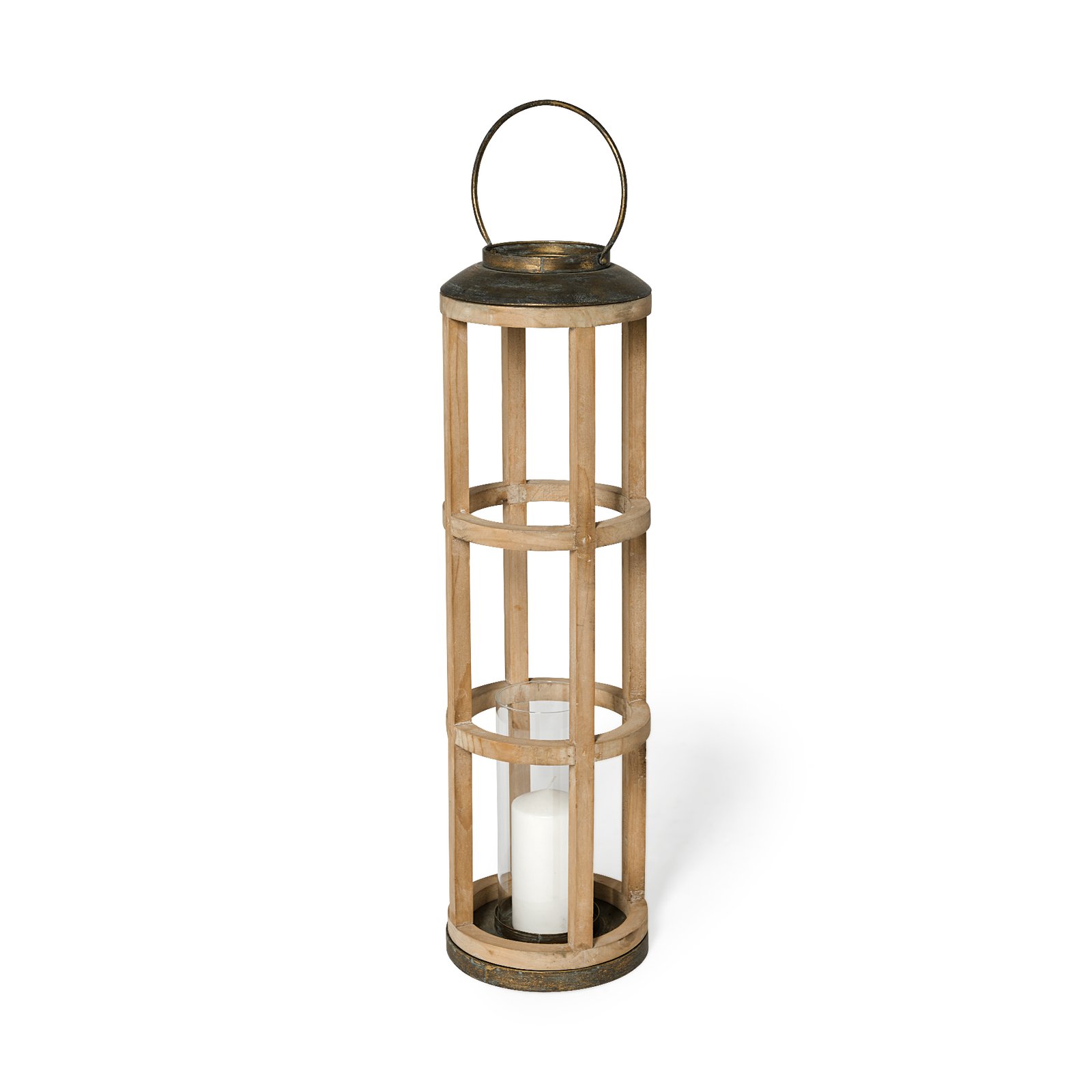 Andy I Large Natural Wood Cylindrical Lantern
