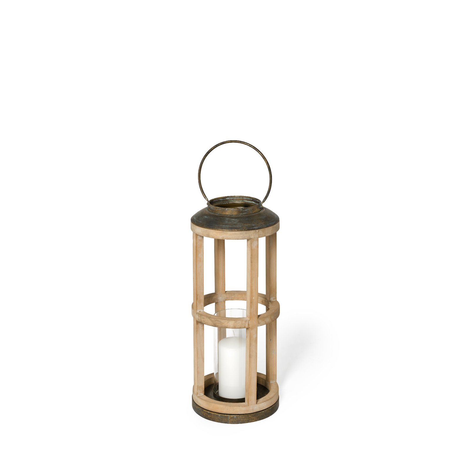 Andy II Small Natural Wood Cylindrical Lantern
