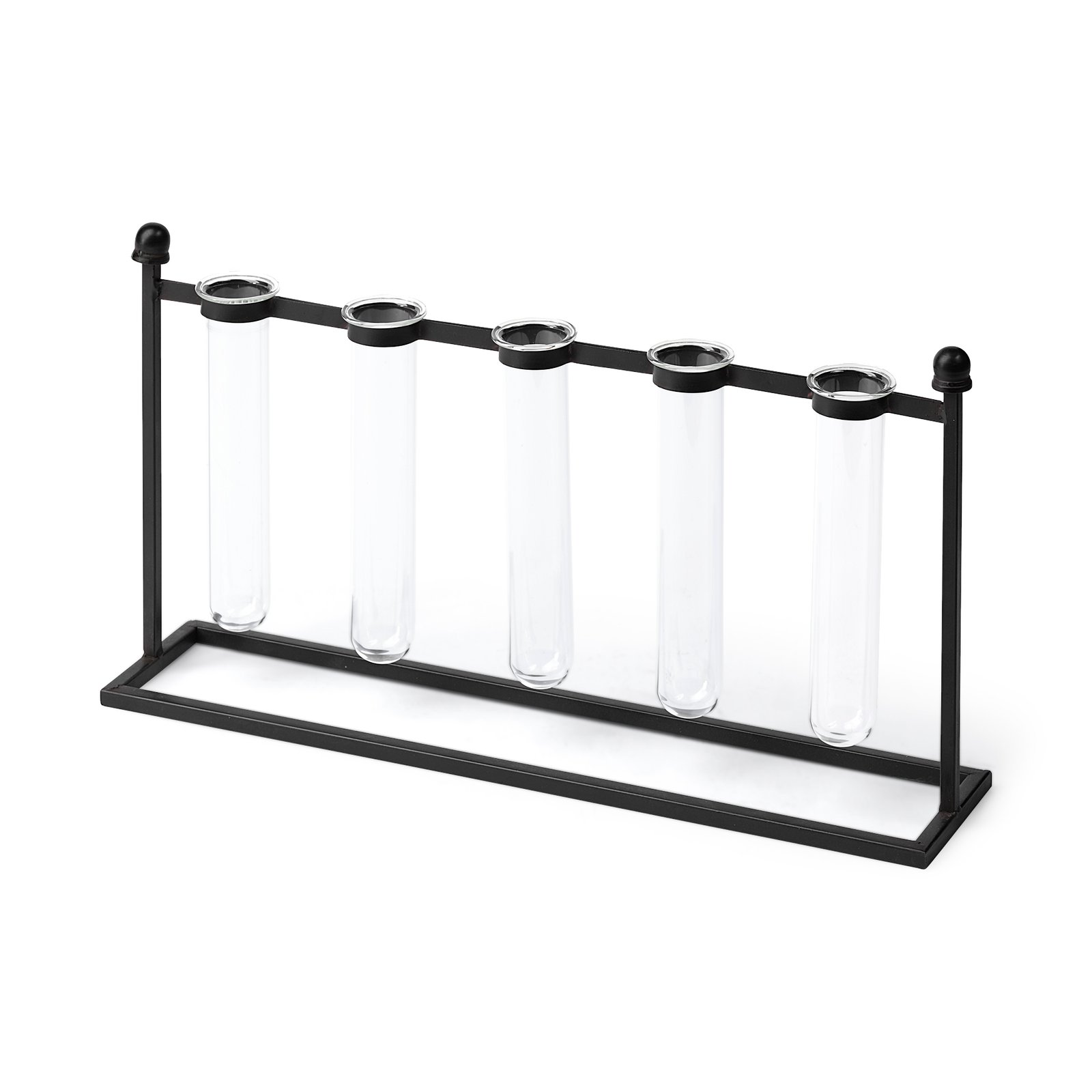 Bunsen Black Metal Five Glass Test Tube Vase