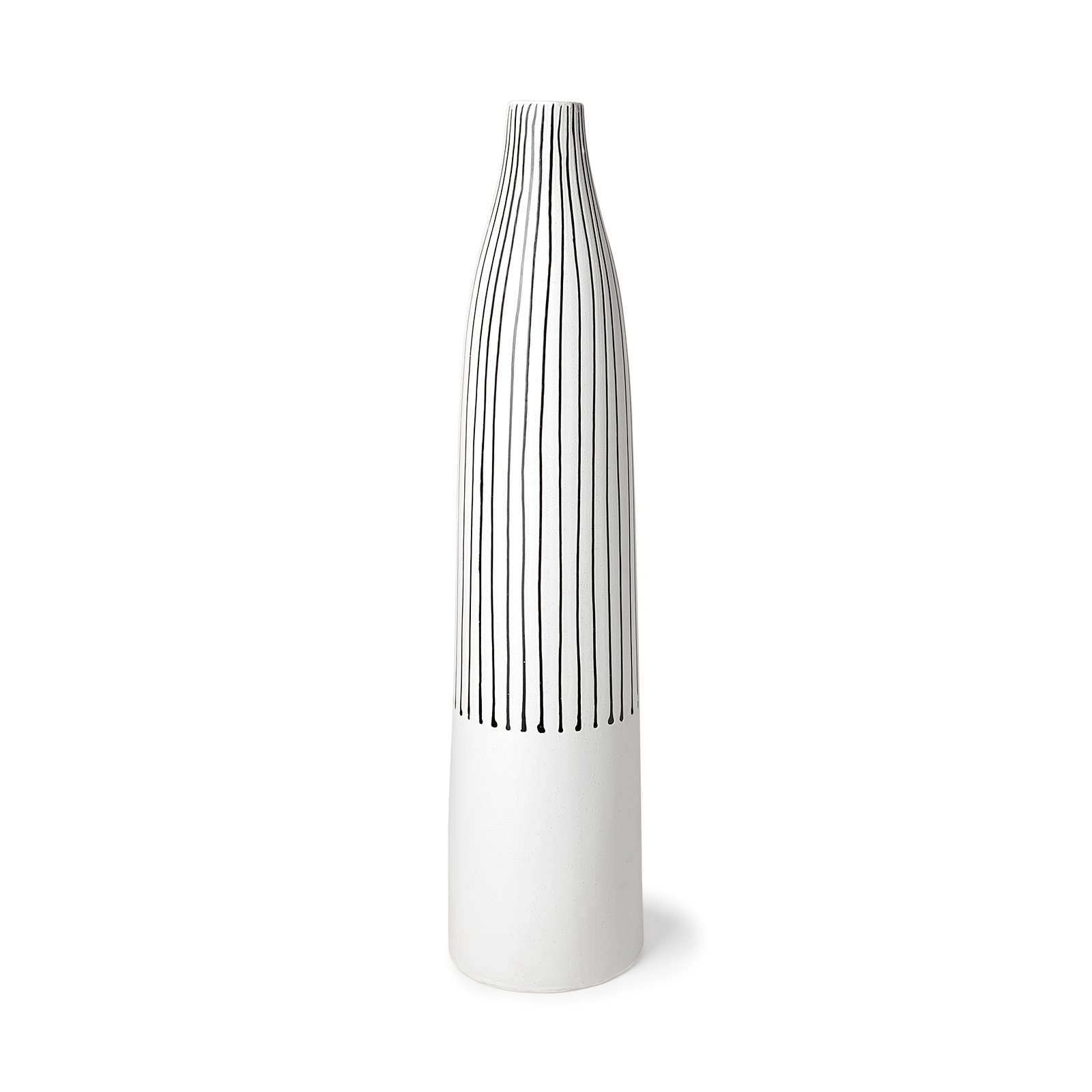 Kira II Large White Pinstripe Ceramic Vase