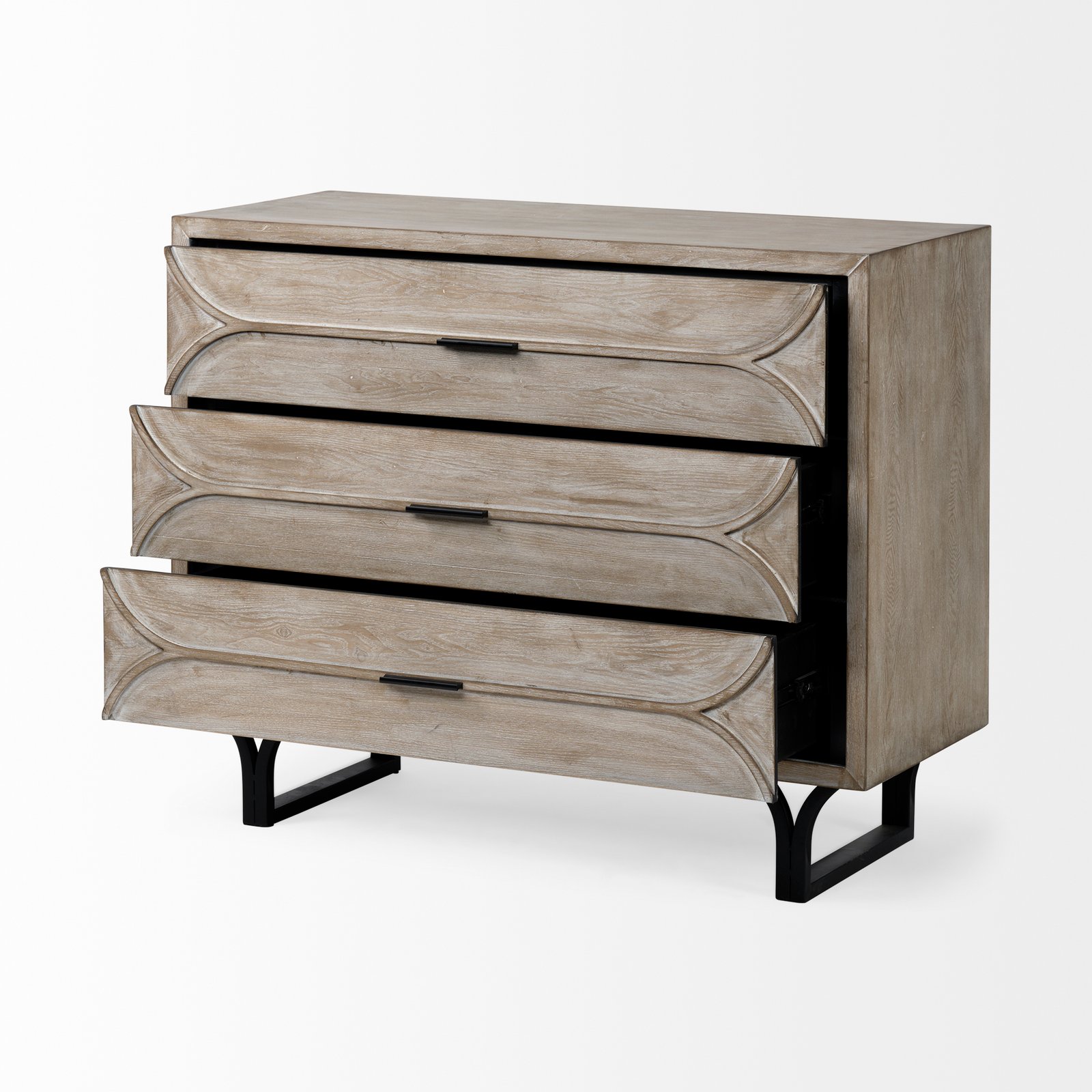 Giselle I 40L x 16W Light Brown Fir Veneer 3 Drawer Accent Cabinet - Image 5