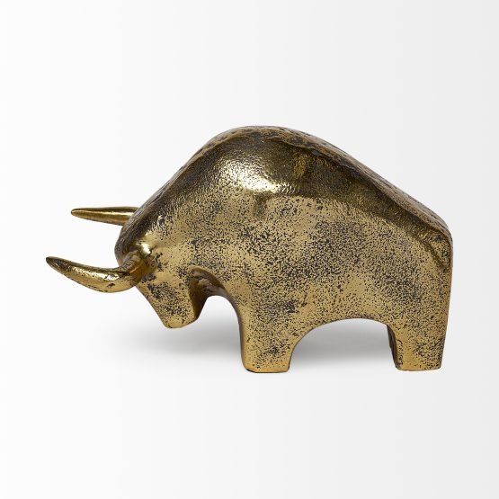 Tauro I 9L x 4W Gold Cast Aluminum Raging Bull - Image 2