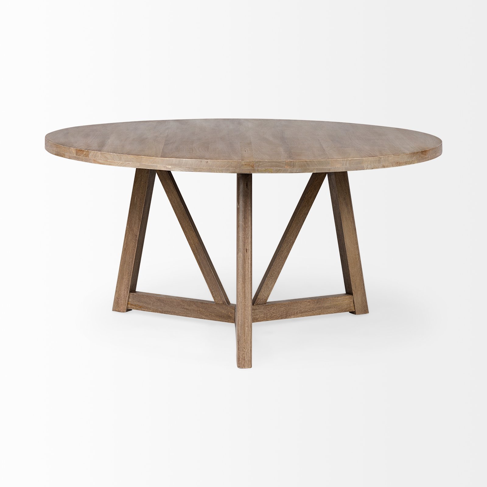 Legolas I 60" Round Brown Solid Wood Top & Base Dining Table - Image 3