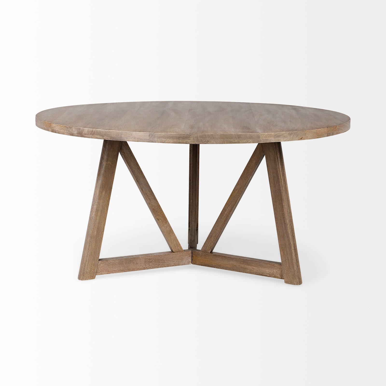 Legolas I 60" Round Brown Solid Wood Top & Base Dining Table - Image 2