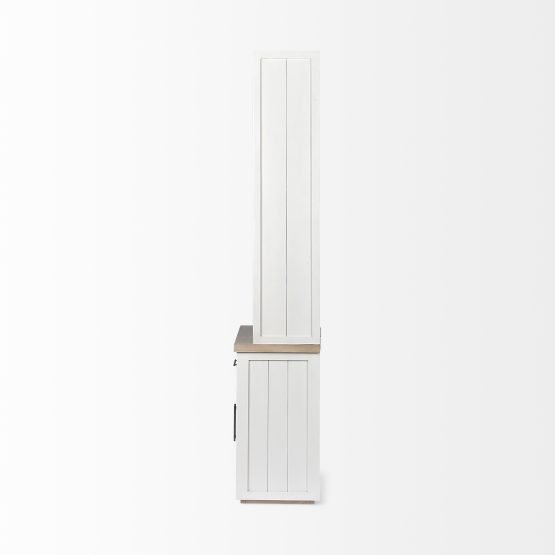 Fairview I 38L x 17W x 91H White and Medium Brown Wood Three Shelf Shelving Unit - Image 3