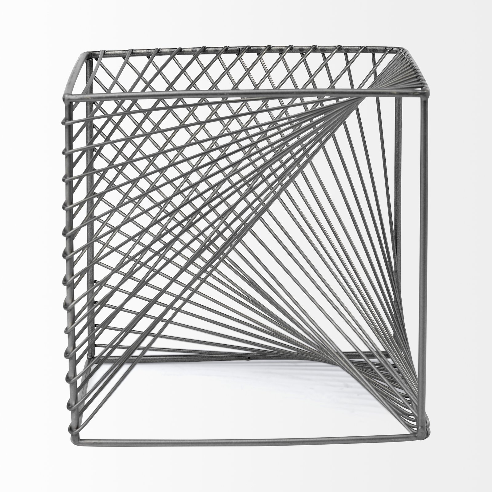 Rochon 8L x 8W Gray Metal Decorative Cube - Image 2
