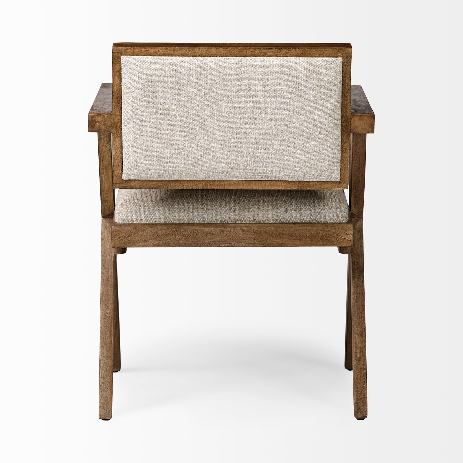 Topanga I Cream Fabric Wrap Medium Brown Wooden Frame Dining Chair - Image 4