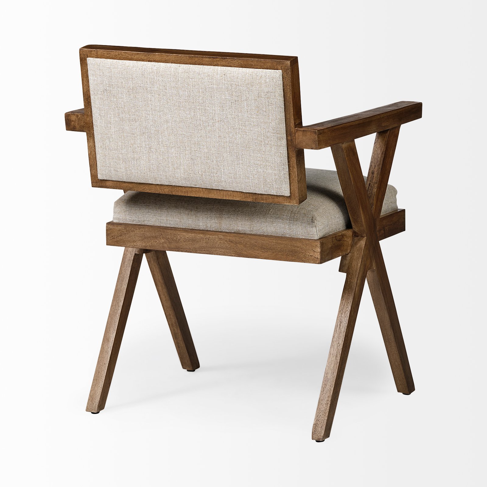 Topanga I Cream Fabric Wrap Medium Brown Wooden Frame Dining Chair - Image 5