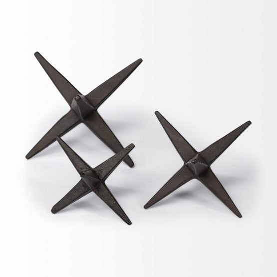Rhea (Set of 3) Brown Cast Iron Small Medium & Large Jacks - Image 2