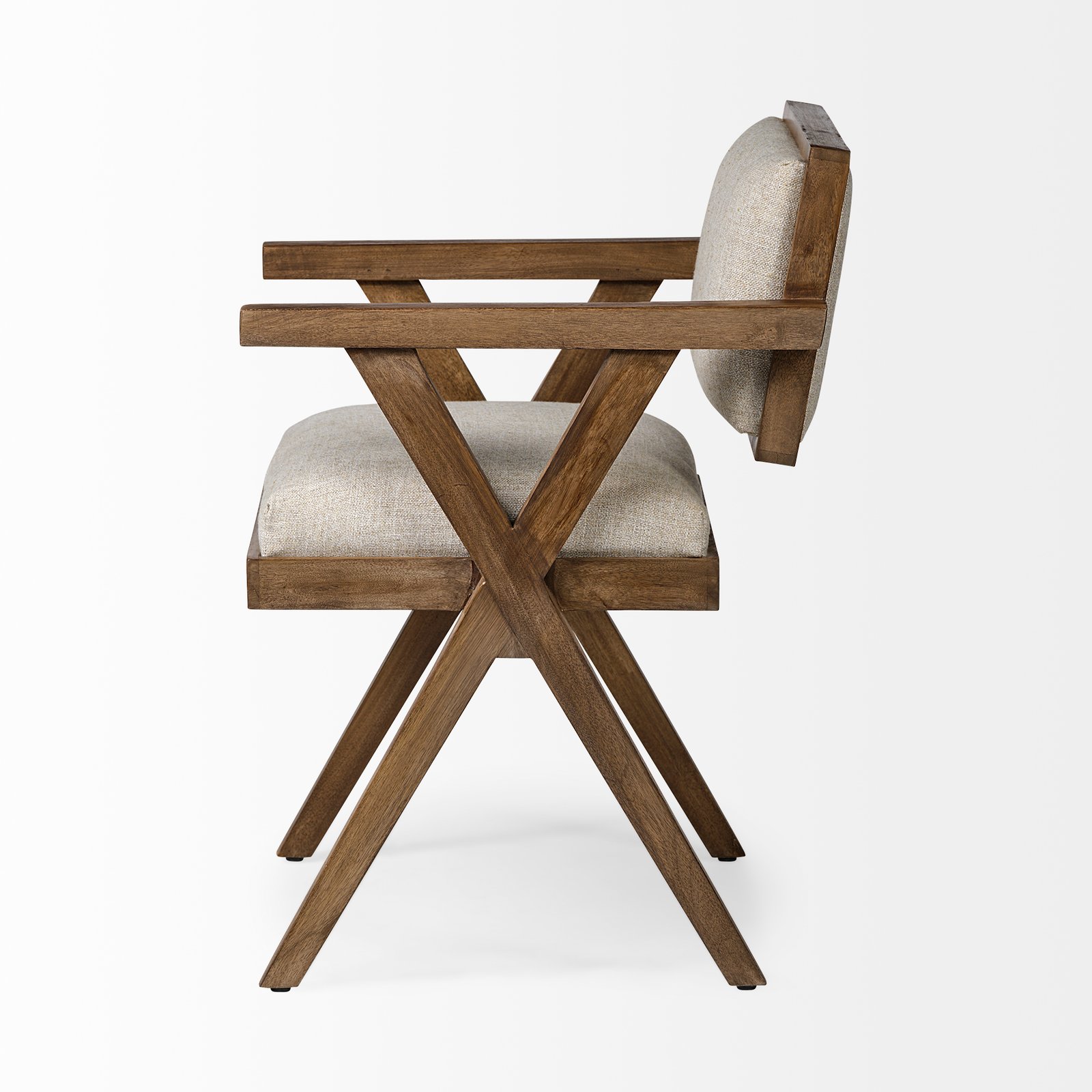 Topanga I Cream Fabric Wrap Medium Brown Wooden Frame Dining Chair - Image 3